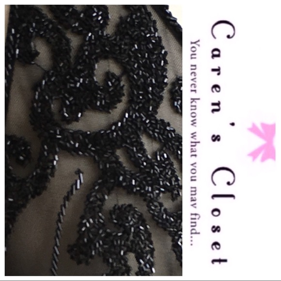 Vintage Black Beaded One Shoulder Stretch Top - Picture 4 of 5